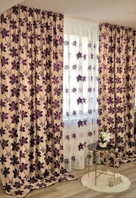 Draperie din blackout cu doua fete, model floral.