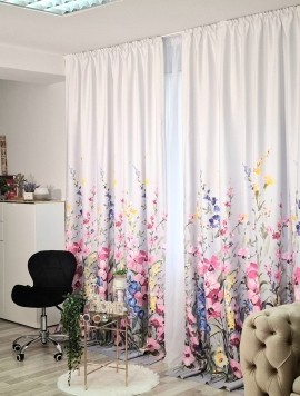 Draperie din blackout imprimat cu model floral multicolor 