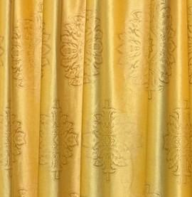 Draperie din catifea cu model baroc amprentat de culoare galben