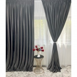 Draperie din catifea de culoare gri petrol