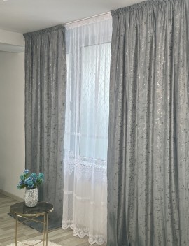 Draperie din catifea texturata  Gama de Lux, Gri deschis