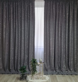 Draperie din satin cu amestec fin de catifea texturata de culoare gri