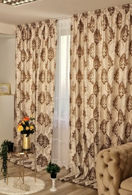 Draperie model baroc, auriu-maro deschis